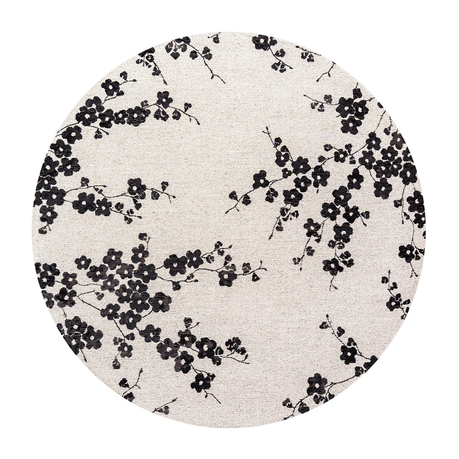 TEPPICH Night Snow Sakura 240/240 cm - Schwarz, Kunststoff/Textil (240/240cm) - Louis De Poortere