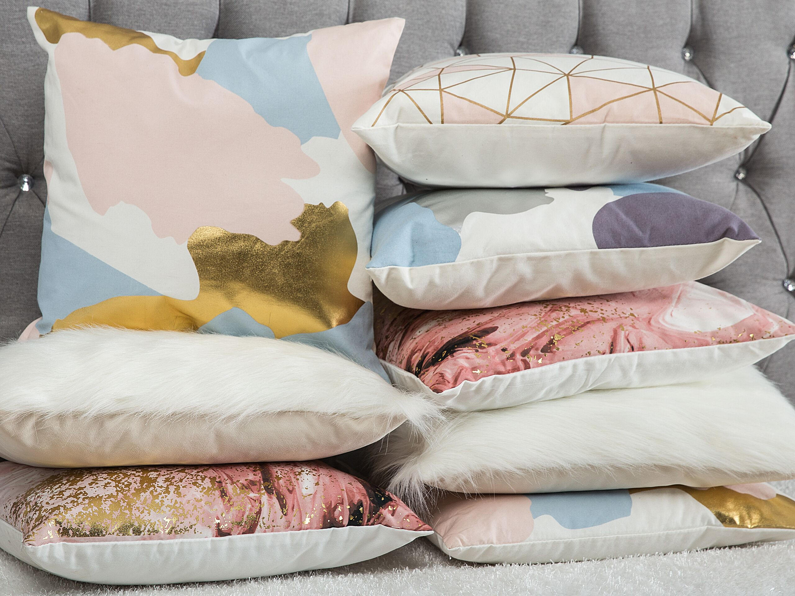 DEKOKISSEN 2er-Set Bunt 45/45 cm Ixia - Multicolor, Naturmaterialien/Textil (45/45cm) - Beliani