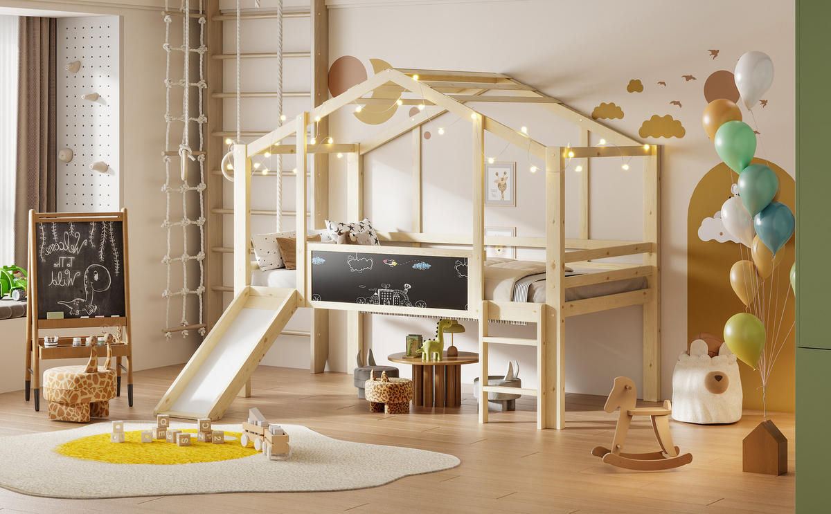 HOCHBETT 90x200 cm Rutsche Holz - Naturfarben, Holz (90/200cm) - LEBENLANG