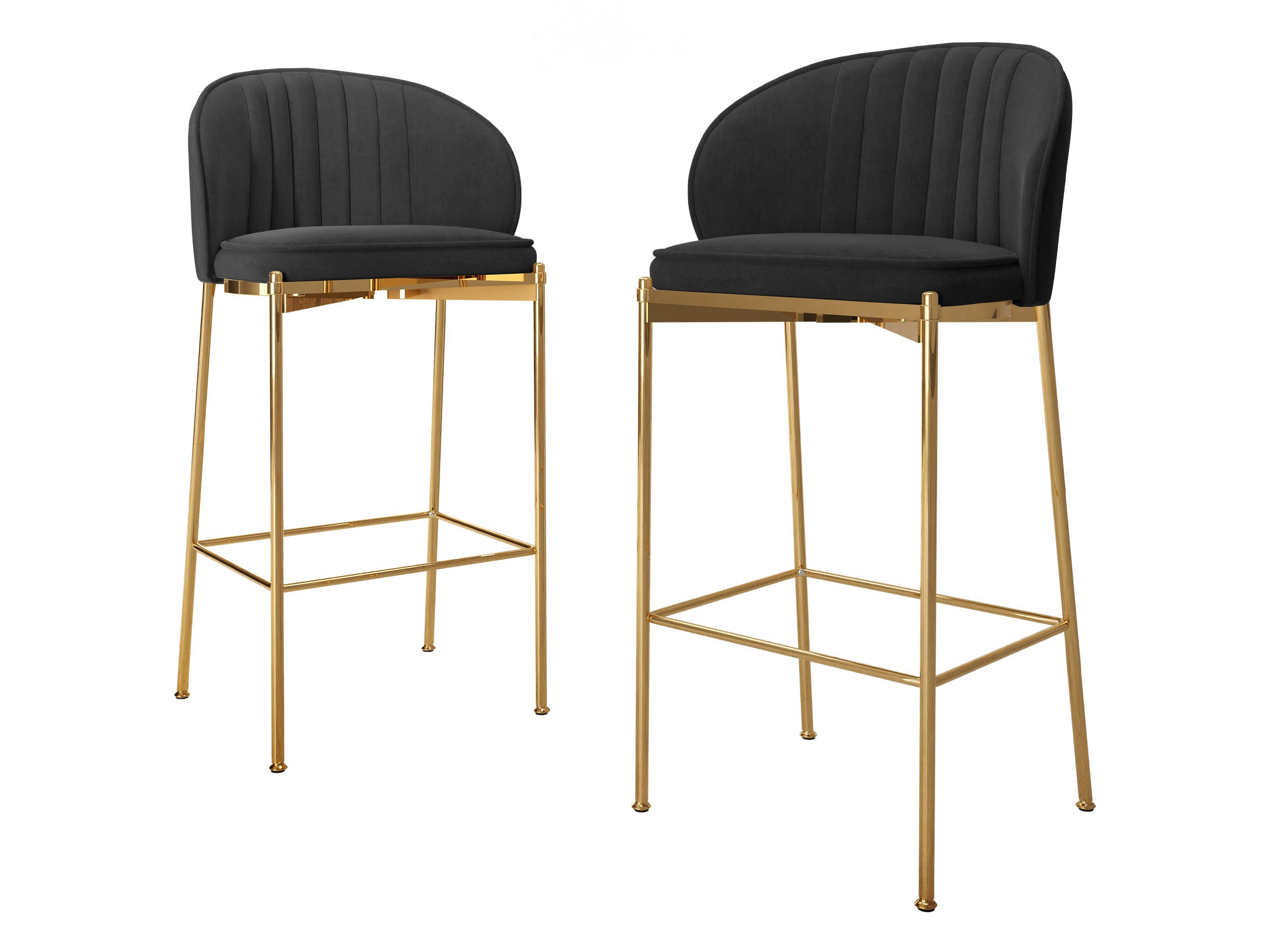 BARHOCKER-SET Muz BS-1258/GL - Goldfarben/Schwarz, Textil/Metall (55/101/51cm) - MIRJAN24