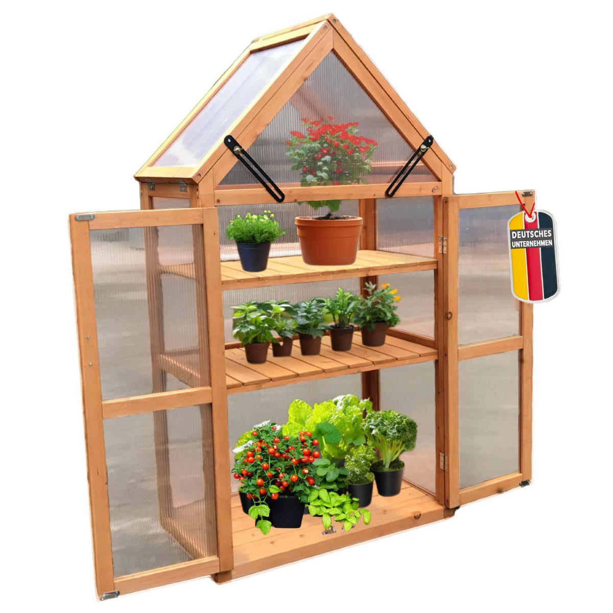 GEWÄCHSHAUS JAN Holz Farbe Braun 65/40/120 cm - Naturfarben, Holz (40/120/65cm) - Coemo