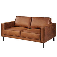 2-SITZER SOFA - Cognac/Schwarz, Leder/Textil (164/86/106cm) - home24