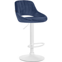 BARHOCKER Samt Blau - Blau/Weiß, Textil/Metall (47/85/48cm) - CLP