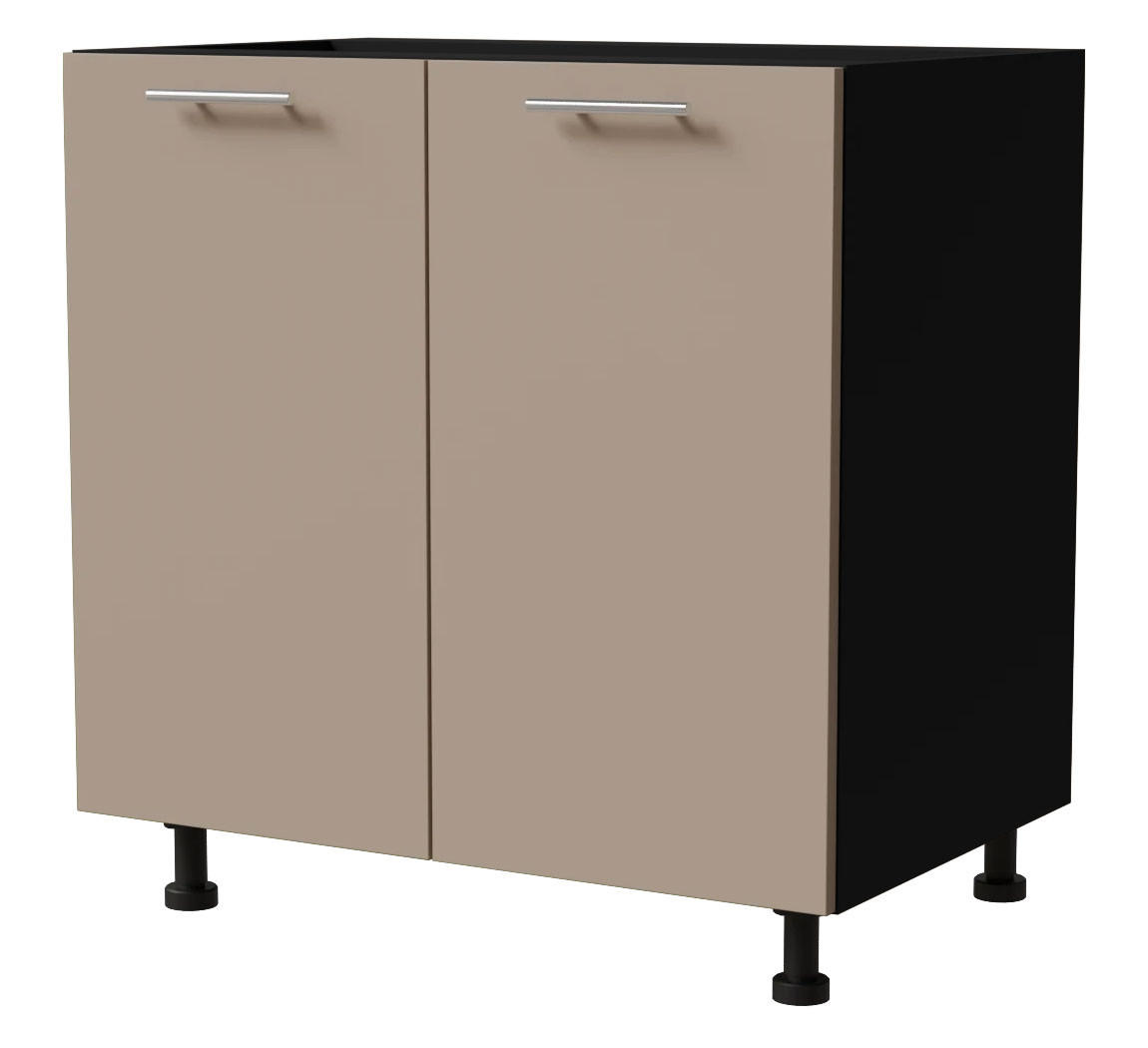 Feldmann-Wohnen Unterschrank Graubraun, Schwarz 80x82x50 cm