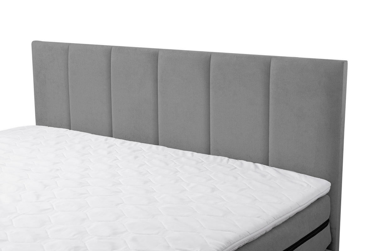 BOXSPRINGBETT Paris, Polsterbett Maße: 140x200 cm, Farbe: Grau, Velourstoff, Doppelbett mit Bonell-Matratze H3 inkl. Topper - Grau, Holz/Kunststoff (140/200cm) - VENASI MÖBEL