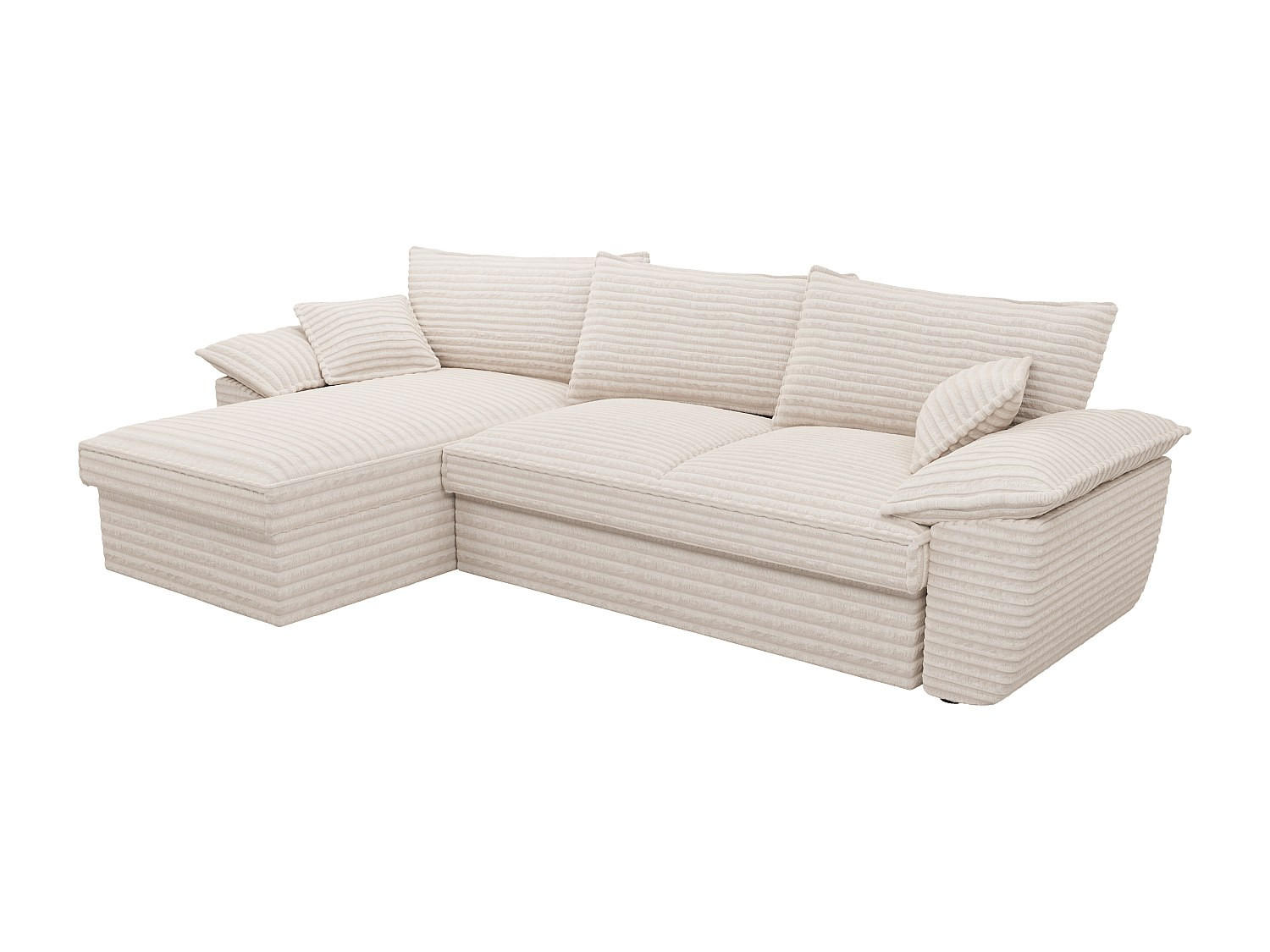 ECKSOFA mit Schlaffunktion - Ecke links - grob gerippter Cord - Beige - GUILLERMO - Beige, Textil (257/168cm) - Vente-Unique