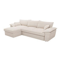 ECKSOFA mit Schlaffunktion - Ecke links - grob gerippter Cord - Beige - GUILLERMO - Beige, Textil (257/168cm) - Vente-Unique