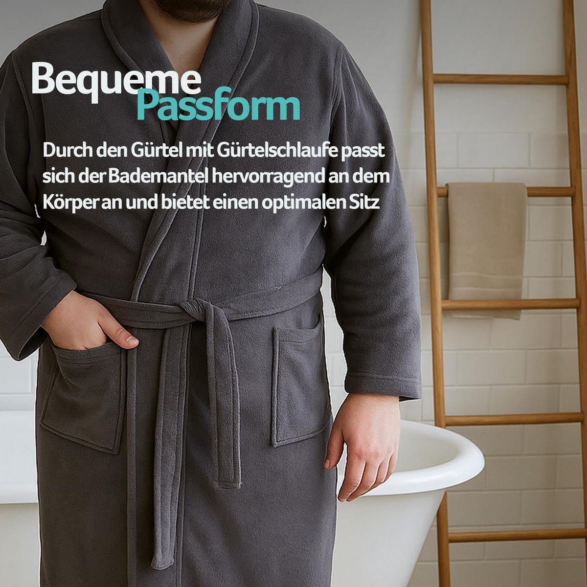 BADEMANTEL Übergrößen ( 4XL -6XL ) Grau 4XL - Grau, Textil (4XLnull) - Bestlivings