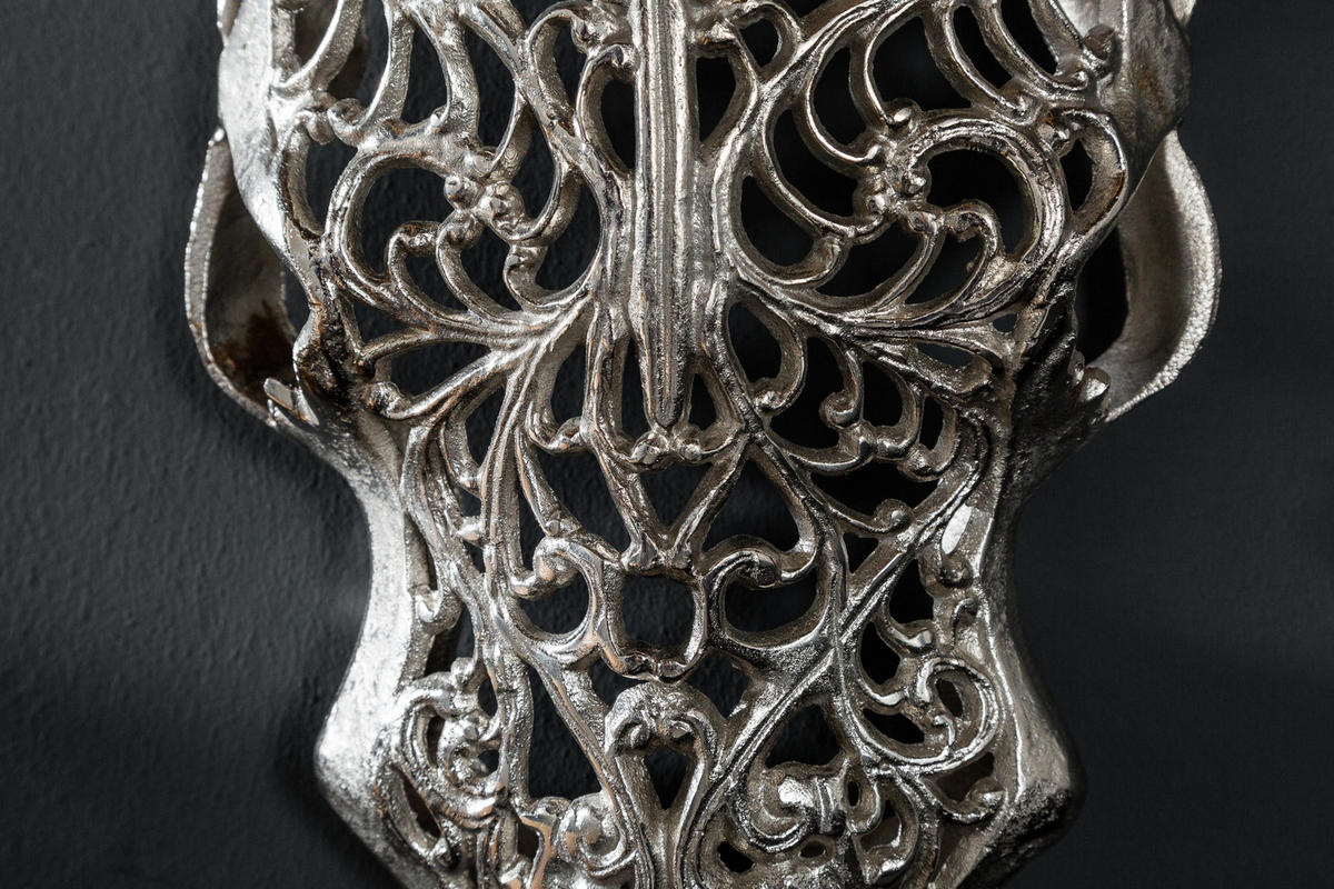 WANDDEKORATION EXOTIC BULL Mango Silber 60 cm - Silberfarben, Holz/Metall (51/57/11cm) - riess-ambiente