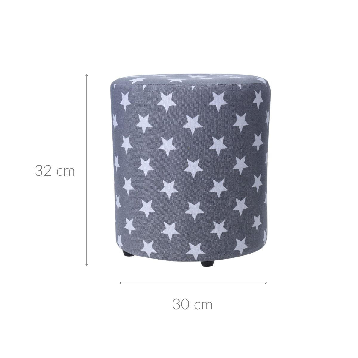 HOCKER grau mit Givadets Stars 30/30/32 cm - Grau, Textil (30/32/30cm) - Home Styling Collection