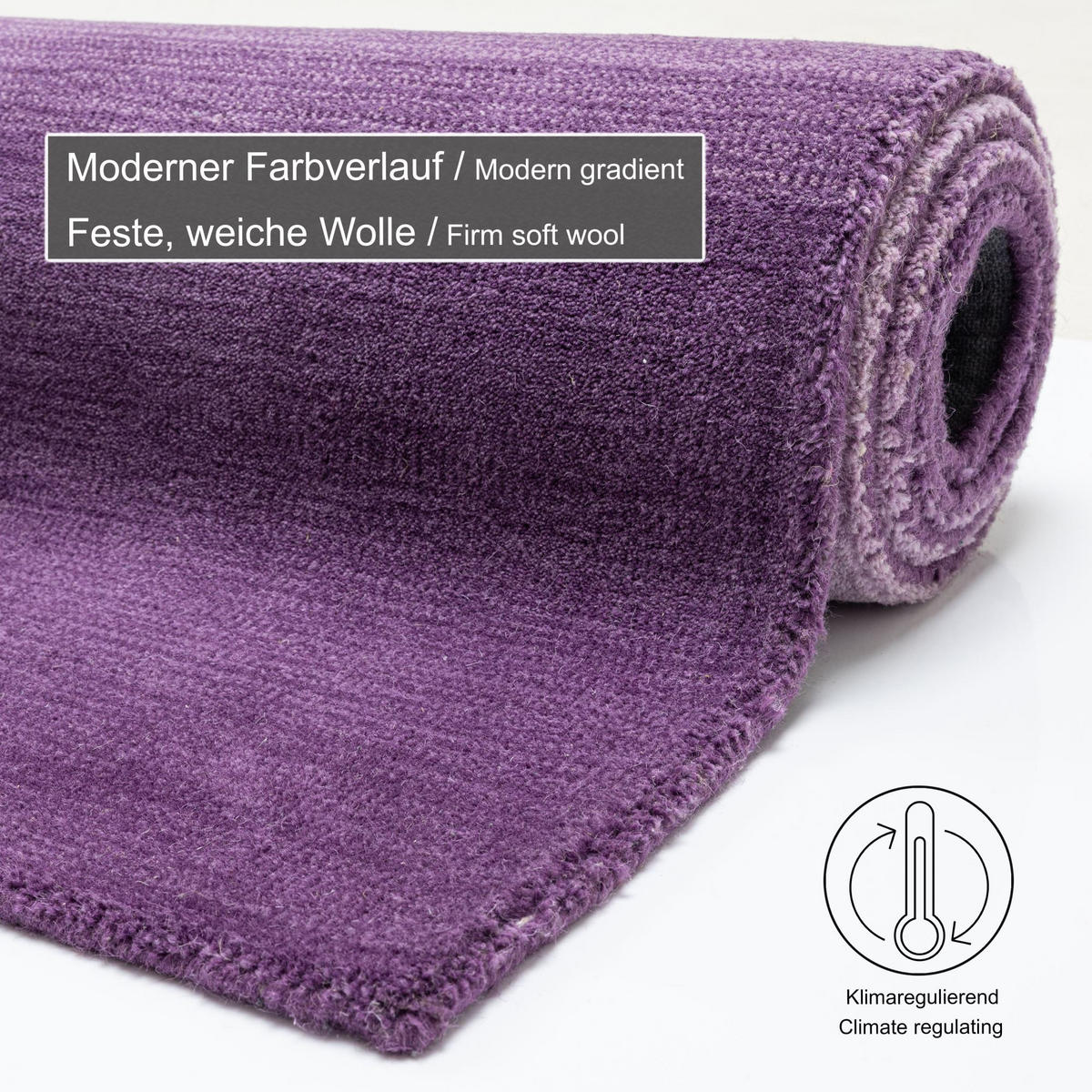TUFTTEPPICH Wool Comfort 60x90 cm - Violett, Textil (60/90cm) - THEKO