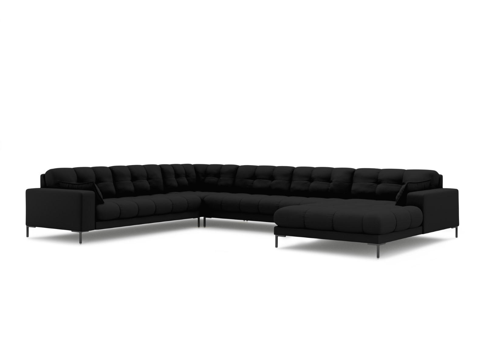 PANORAMASOFA links Mamaia aus strukturiertem Stoff schwarz 7 Sitzplätze - Schwarz, Textil (256/75/327cm) - Micadoni
