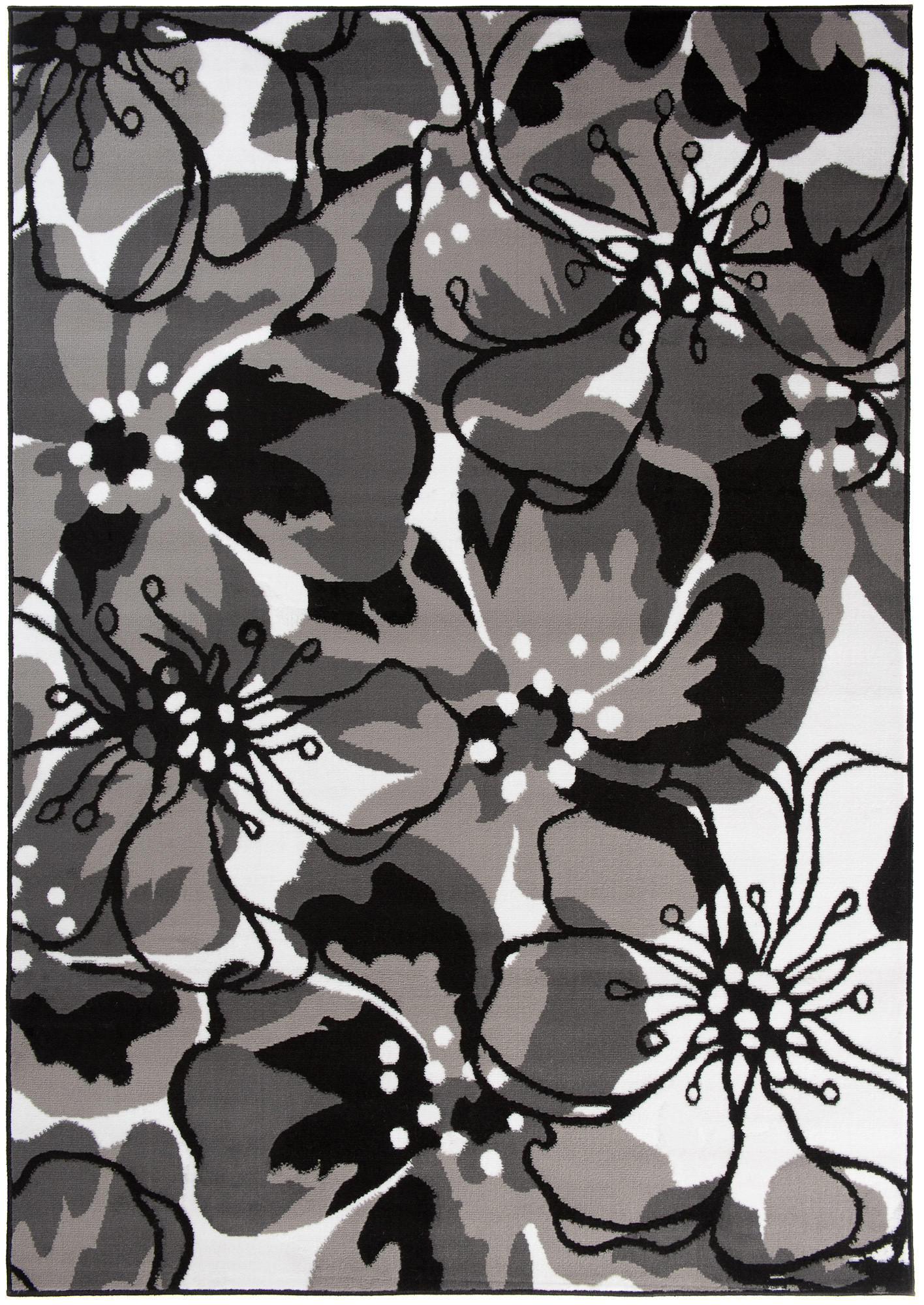 TEPPICH MAYA Schwarz Floral Blumen 250/350 cm - Schwarz, Textil (250/350cm) - Tapiso