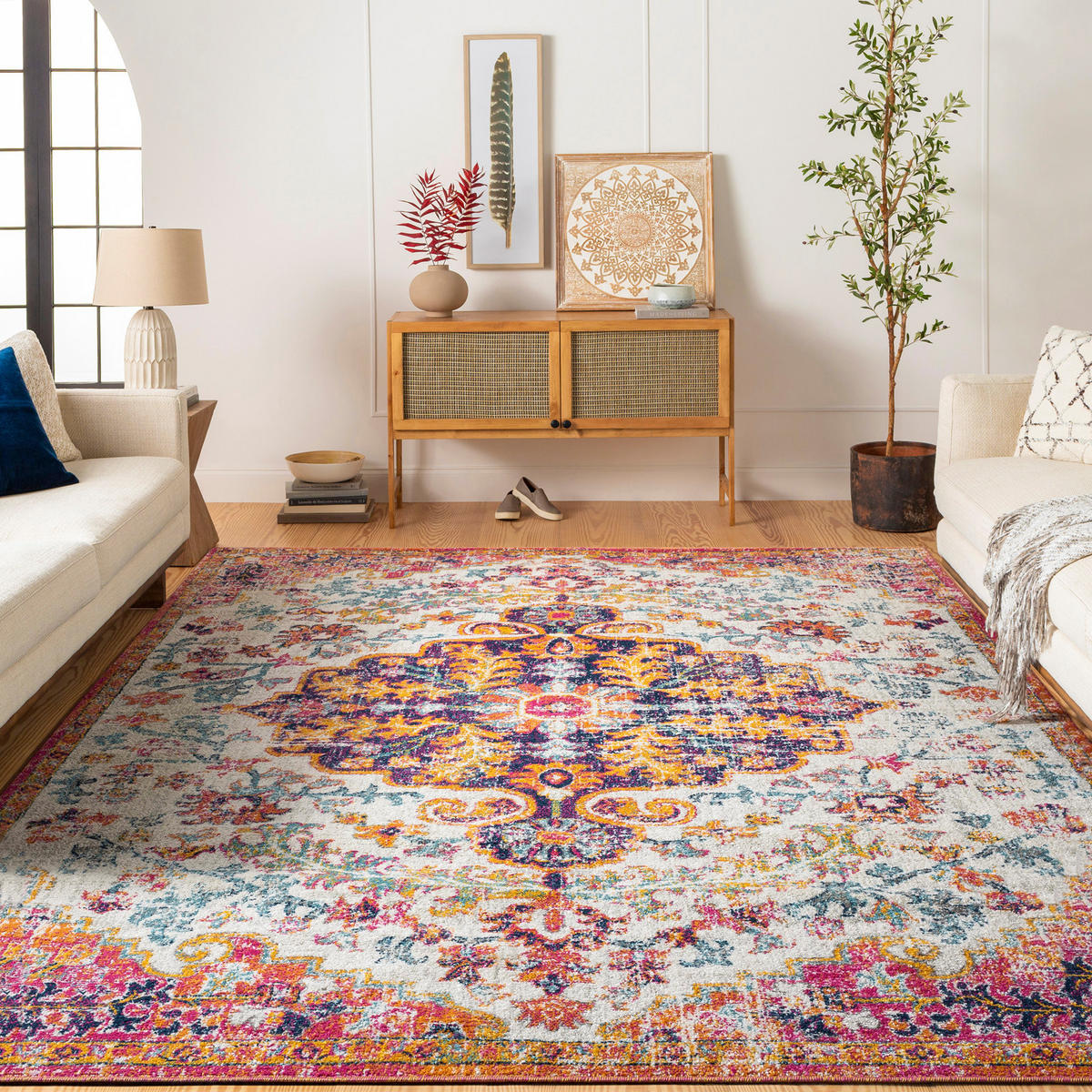 VINTAGE-TEPPICH 160/220 cm Mehrfarbig - Multicolor/Orange, Naturmaterialien/Textil (160/220cm) - LIVABLISS