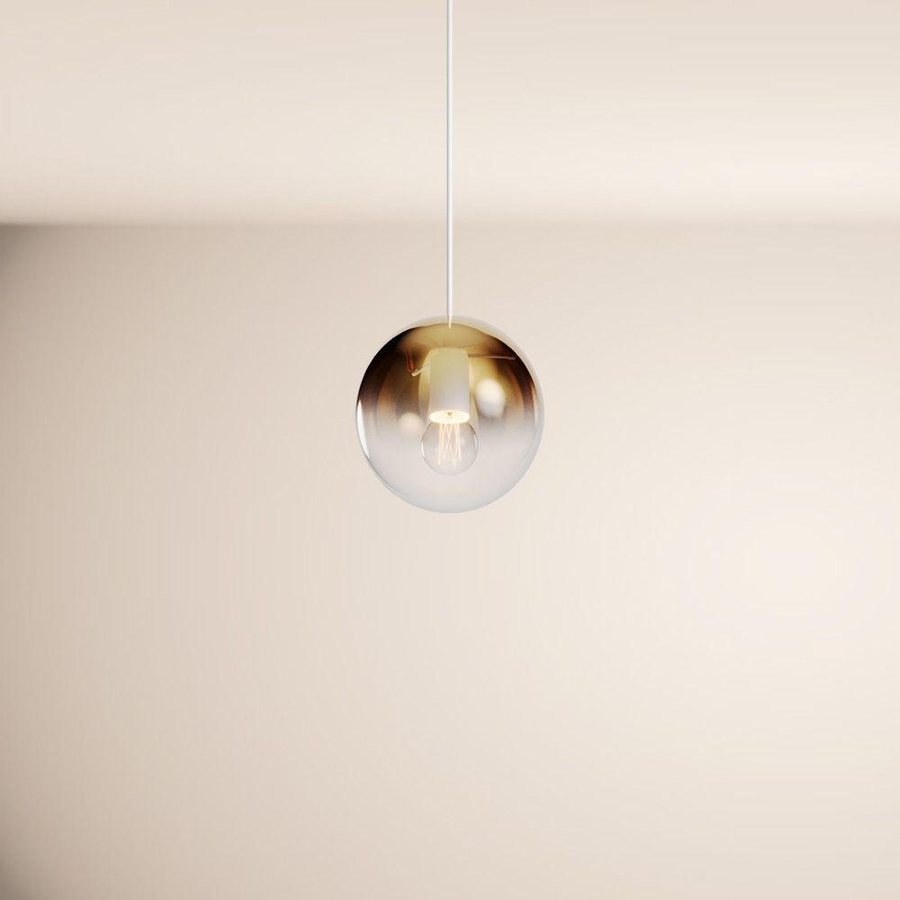GALERIELEUCHTE Orb 5m Abhängung Gold Verlauf/Weiß Ø 20cm - Goldfarben, Glas (20/20/20cm) - s.luce