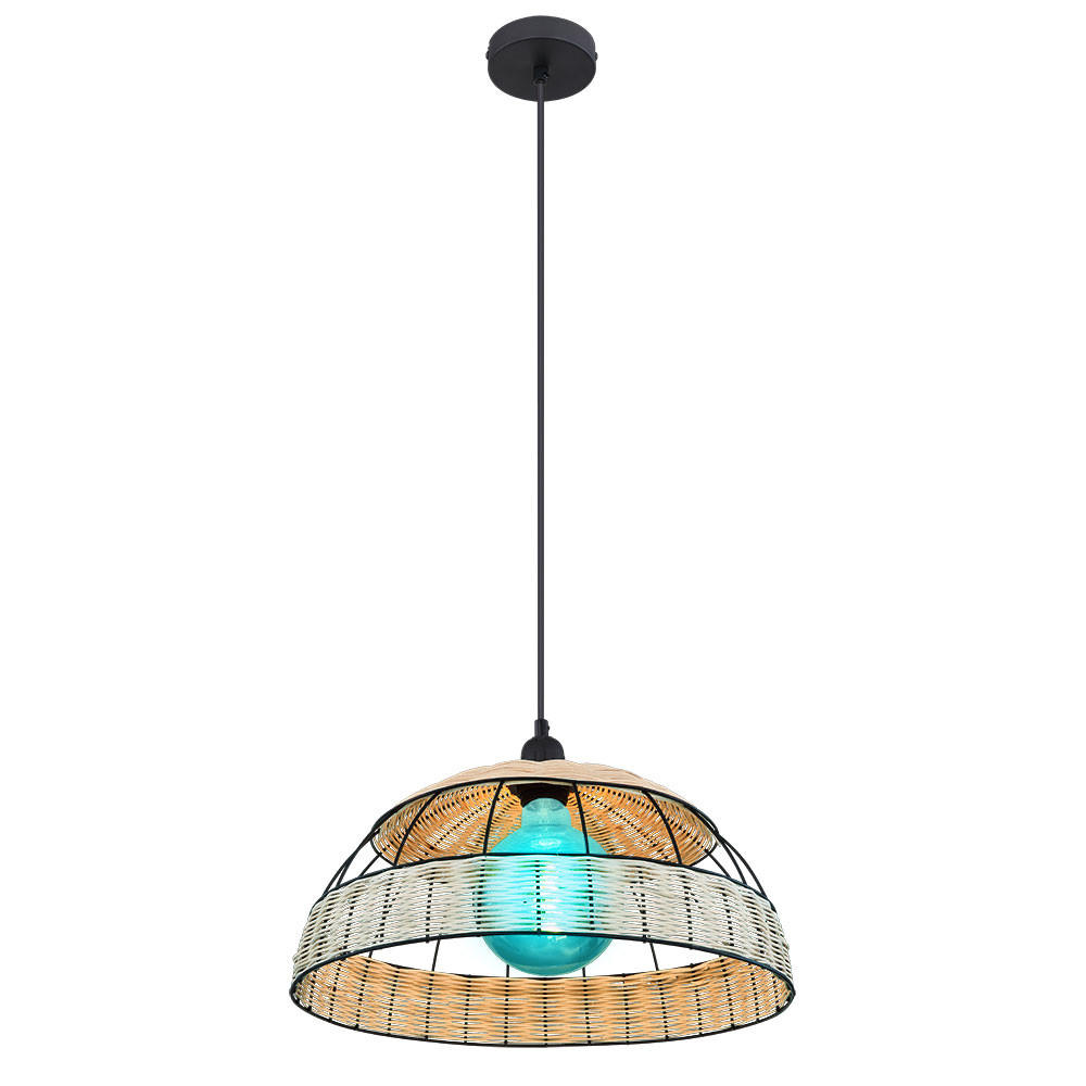 LED HÄNGELEUCHTE Rattan Braun Schwarz - Braun, Metall (40/40/120cm) - Globo Lighting