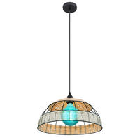 LED HÄNGELEUCHTE Rattan Braun Schwarz - Braun, Metall (40/40/120cm) - Globo Lighting