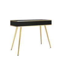 SCHMINKTISCH BANFF TOA1-2S Goldene Metallbeine, Schwarz - Schwarz, Holzwerkstoff/Kunststoff (102/80/50cm) - Komodee