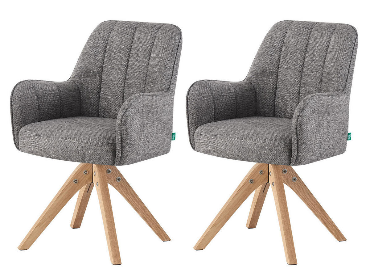 ESSZIMMERSTUHL THOMAS-FINA 2er-Set 360°drehbar - Grau, Textil (58/88/62cm) - DUBI Möbel