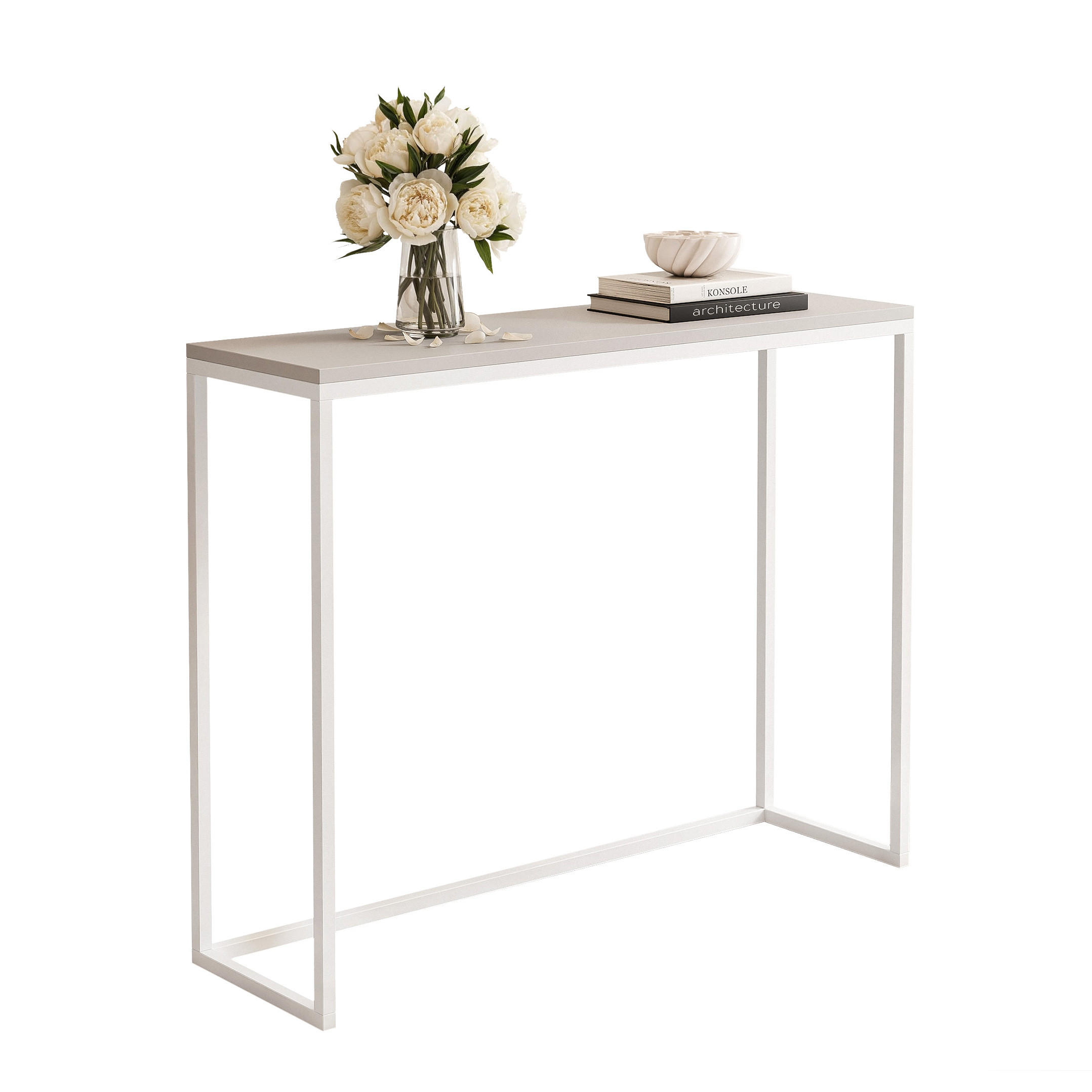 KONSOLENTISCH LORA 80 cm, Weiß / Cashmere - Kaschmir/Weiß, Metall (30/80/80cm) - Idohome