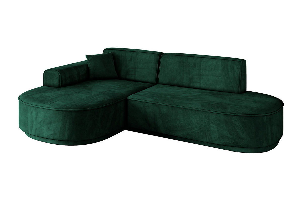 ECKSOFA Ottomane Links MARI-L1-v3 - 243x171x83 cm Grün Velours - Schwarz/Grün, Holzwerkstoff/Kunststoff (243/171cm) - ALTDECOR