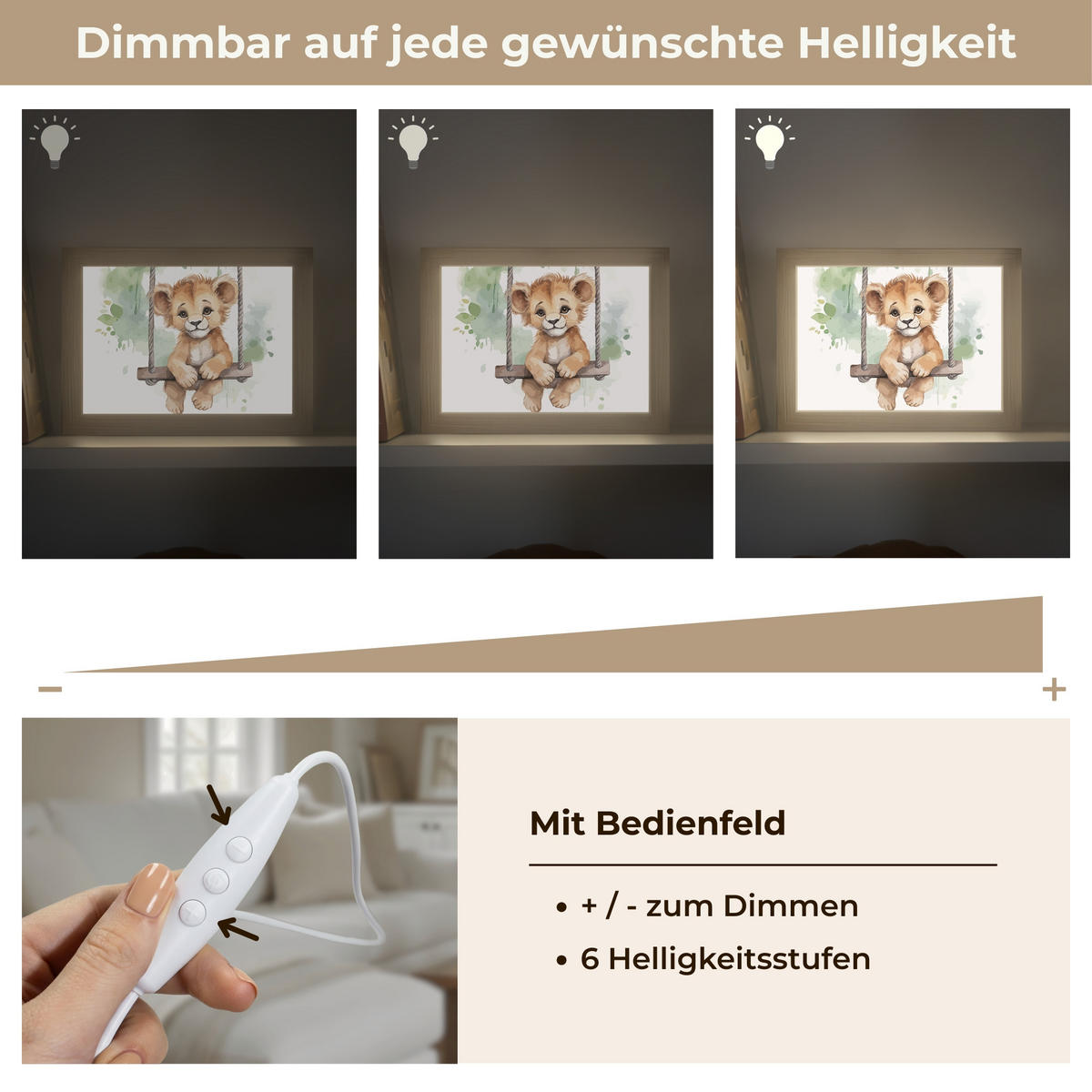 WANDLEUCHTE Löwe - Tier - Kinder - Dschungel 20x15 cm - Weiß, Holzwerkstoff (20/15/8cm) - OnlyWow