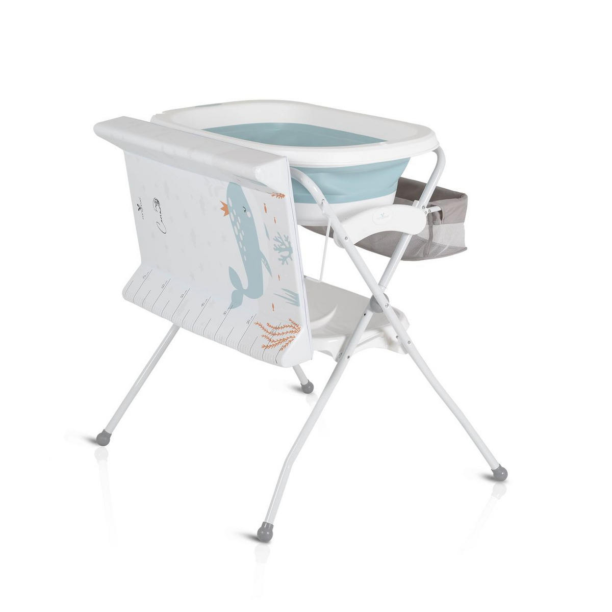 BABYWANNE Wickeltisch Como 2 in 1 blau faltbar, Wickelauflage, Zubehörfach - Blau, Kunststoff (85/72cm) - Cangaroo
