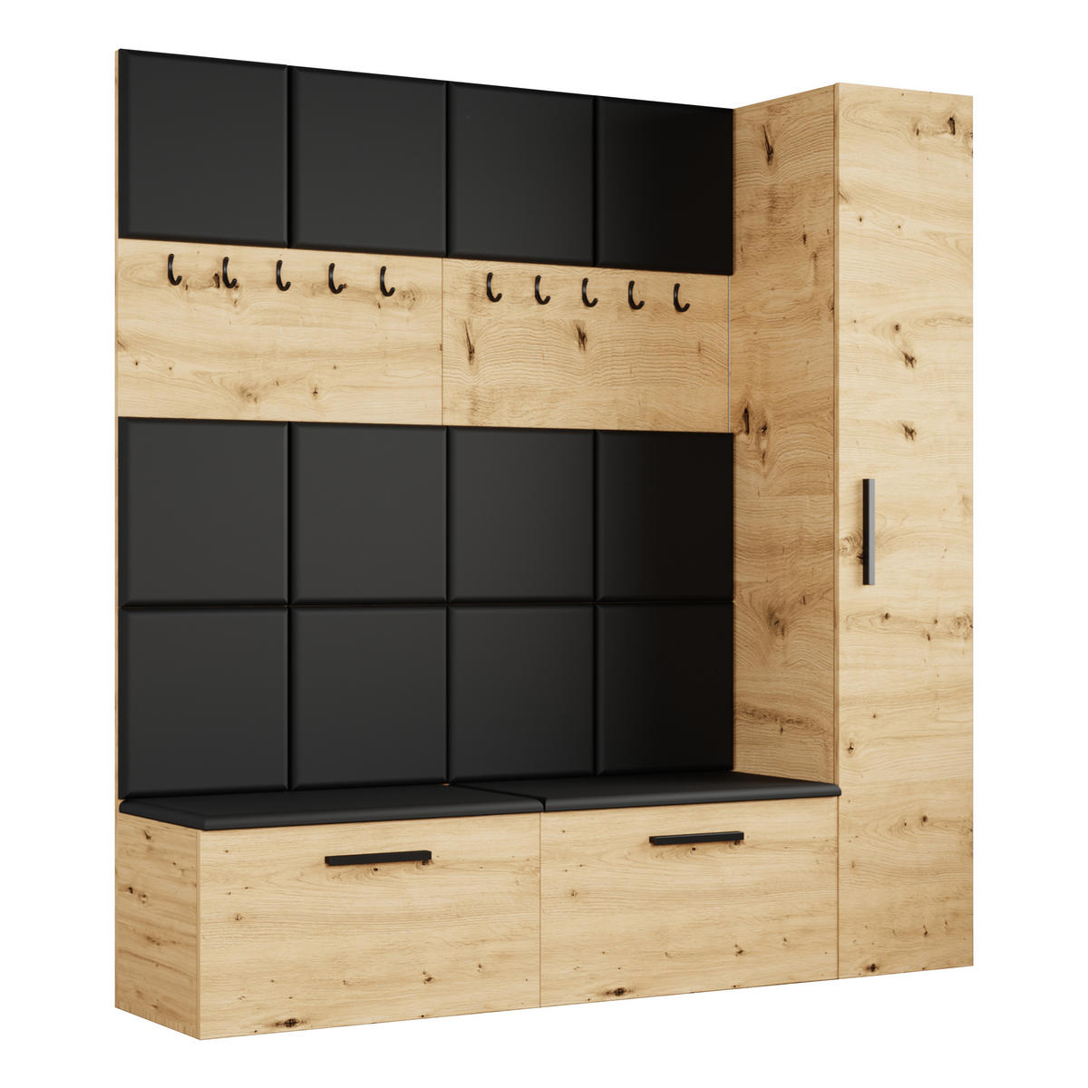 GARDEROBENSCHRANK MODULO 201,2/204/40 cm Modern Garderobe-Set Eiche Artisan - Schwarz/Eiche Artisan, Holzwerkstoff (201.2/204/40cm) - MASSENO