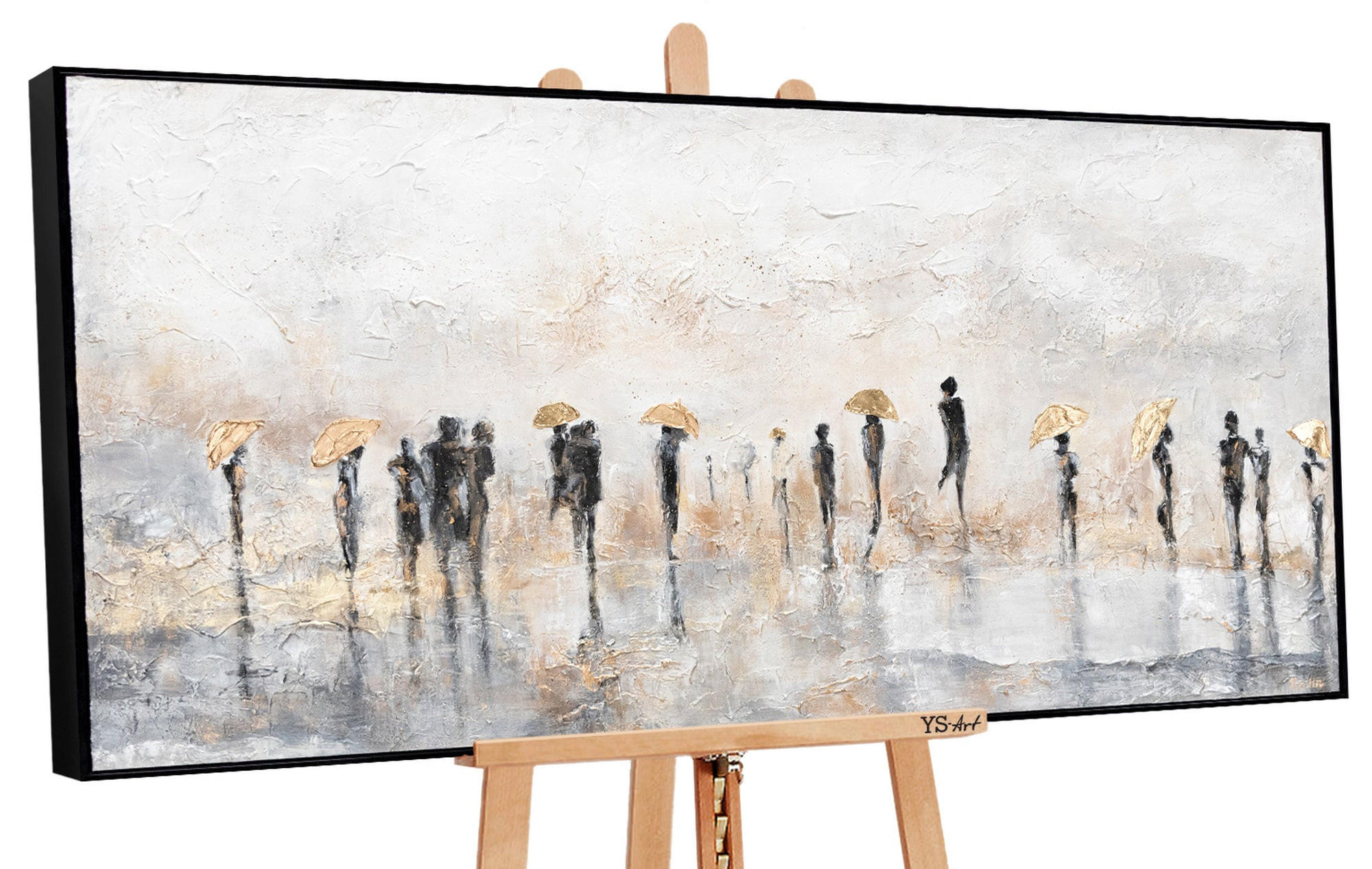 GEMÄLDE Sommerregen Schattenfugenrahmen Schwarz 100x50 cm - Schwarz, Holz (100/50cm) - YS-art gallery