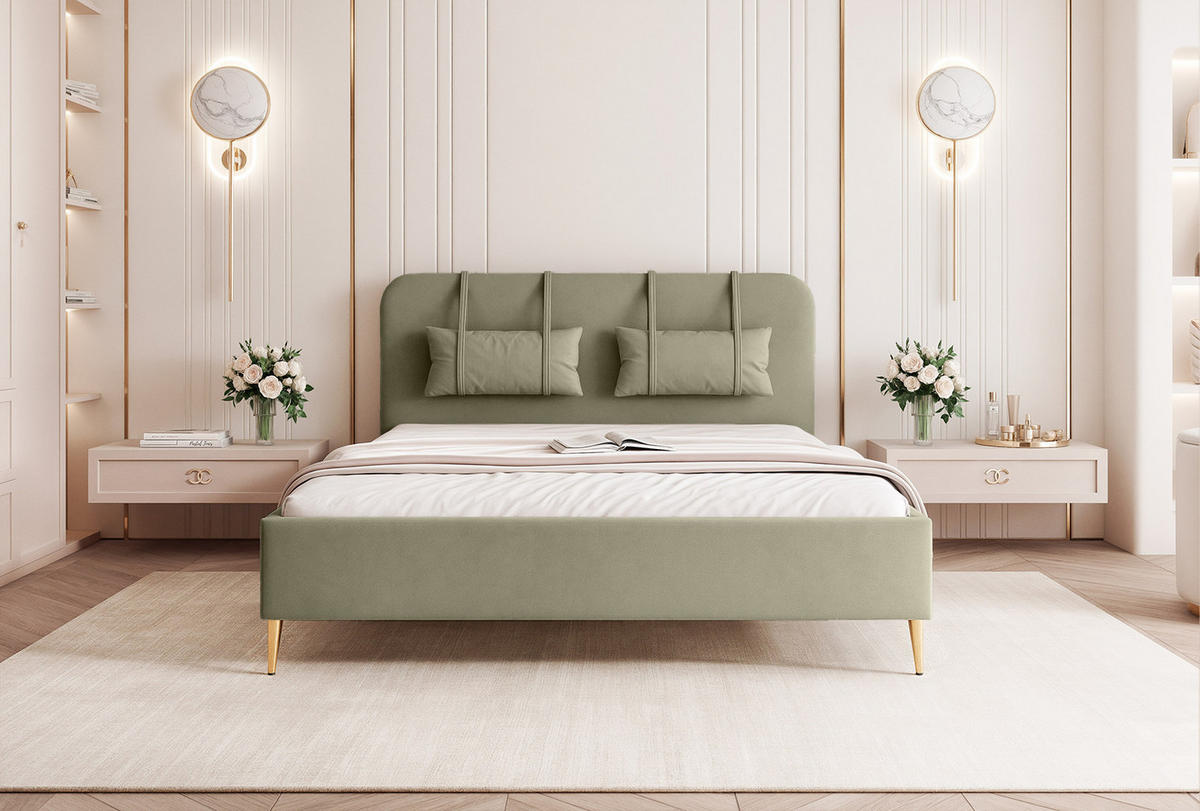 POLSTERBETT Rexal 200x200 cm, Olive - Olivgrün, Textil (200/200cm) - Fedve