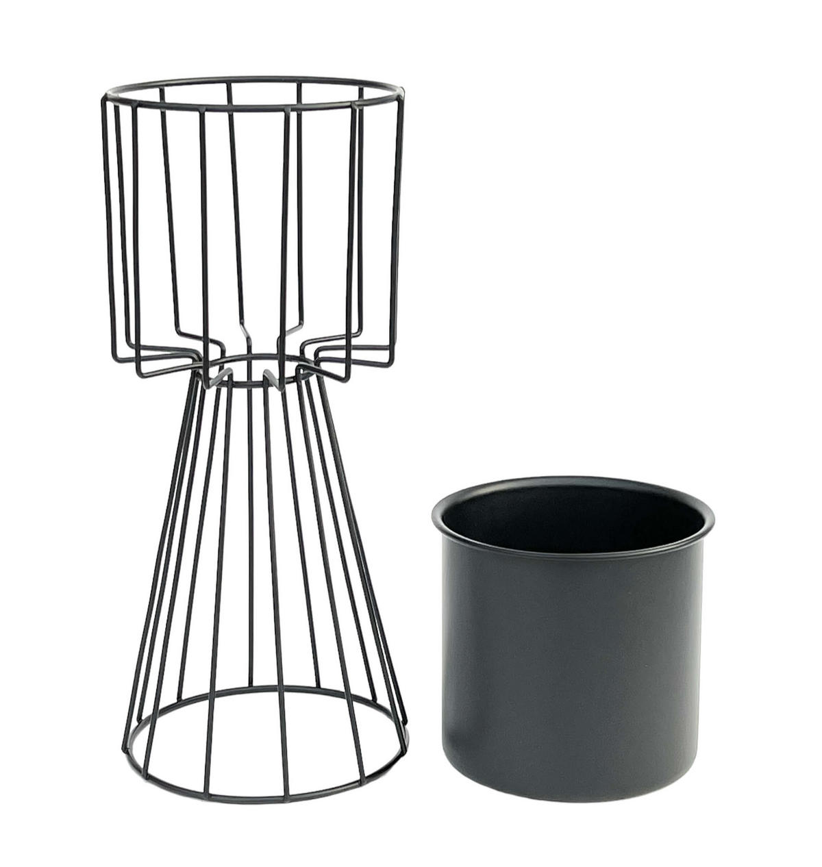 BLUMENHOCKER Metall Schwarz 32 cm - Schwarz, Metall (15/32/15cm) - DanDiBo