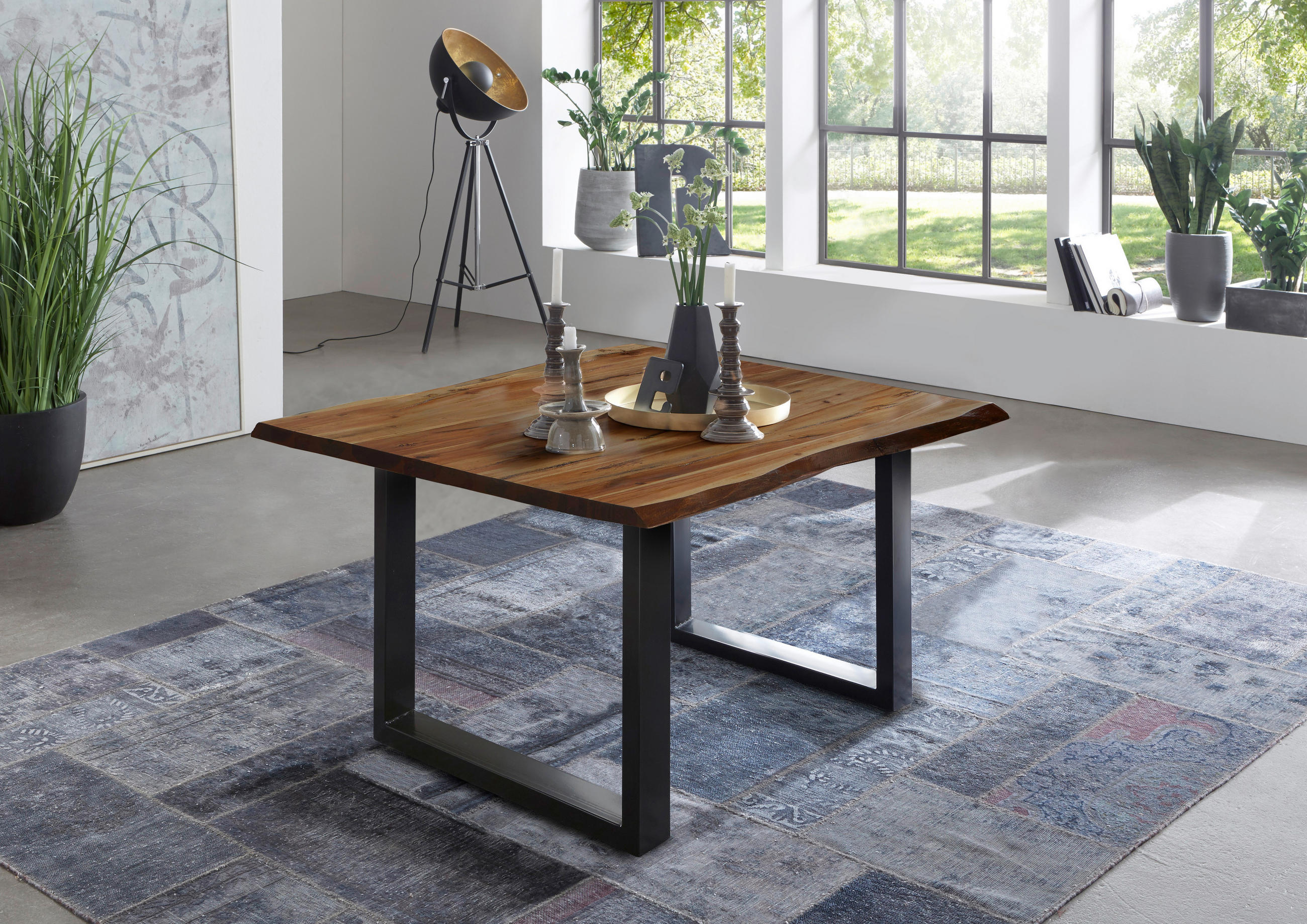 ESSTISCH NOAH - Schwarz/Braun, Holz/Metall (90/90/77cm) - SAM