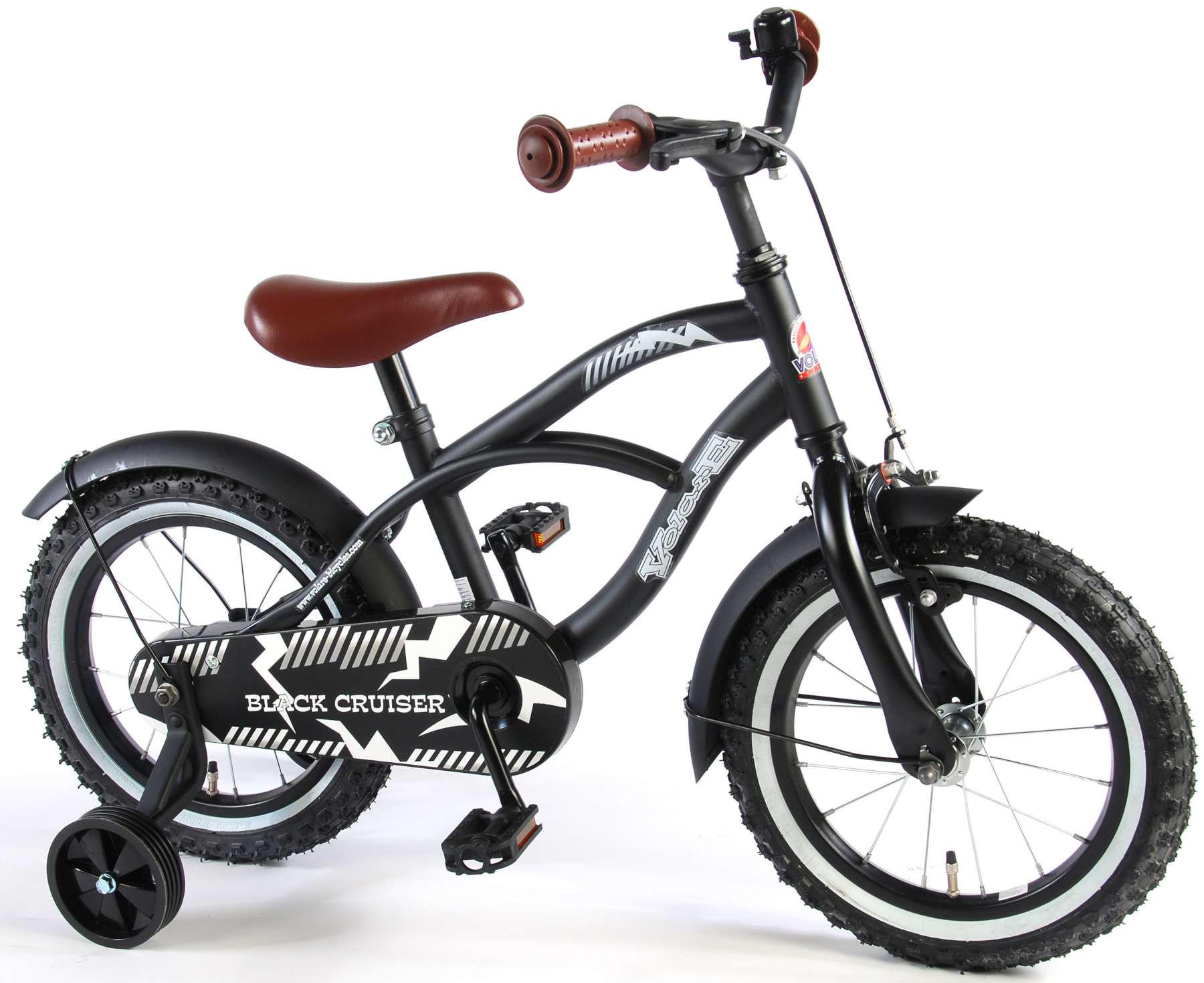 KINDERFAHRRAD Black Cruiser - Jungen - 14 Zoll - Rücktritt + Handbremse - Schwarz - Schwarz, Metall (57cm) - TPFSports