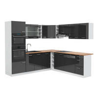 KUHINJA U OBLIKU SLOVA L R-Line, Antracit visokog sjaja/Bijela, 247 x 237 cm, RP Hrast - bijela/crna visoki sjaj, drvni materijal (247/206.8/60cm) - Vicco