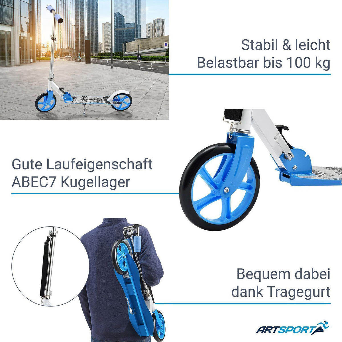 SCOOTER / Cityroller Graffity Grau - Grau, Metall (88/27/106cm) - Artsport