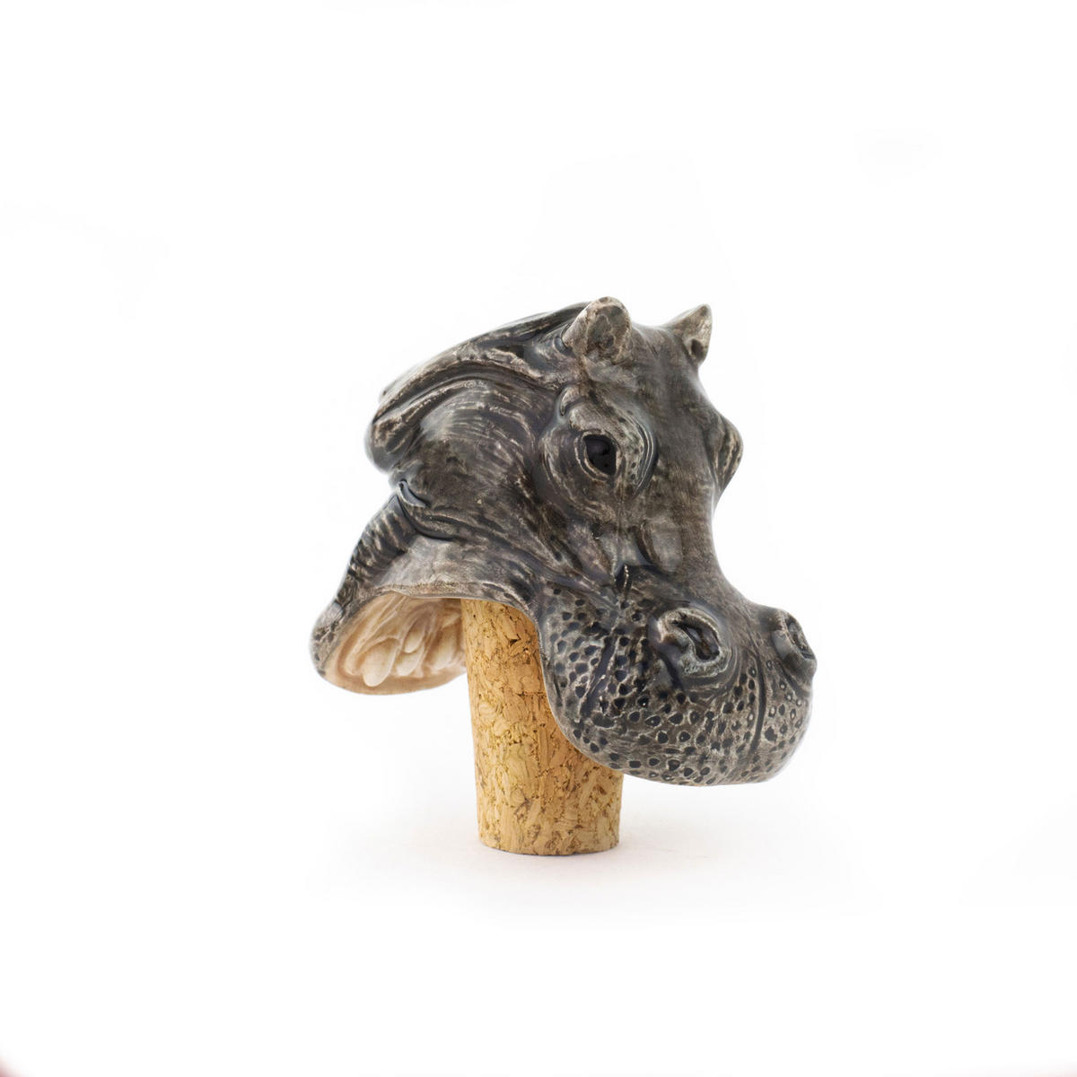 WEINSTOPPER Hungry Hippo, Dolomit, Grau, 5.5 cm - Weiß, Keramik (5/5.5/5cm) - Donkey Products