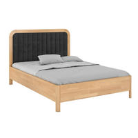 MASSIVHOLZBETT Modena, gepolstertes Kopfteil, Buche - lackiert, Naturfarben/Schwarz, 140x200 - Buchefarben/Schwarz, Holz/Buchenholz (140/200cm) - Visby