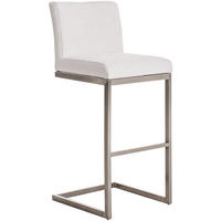 BARHOCKER Stoff Weiß - Chromfarben/Weiß, Textil/Metall (42/104/48cm) - CLP