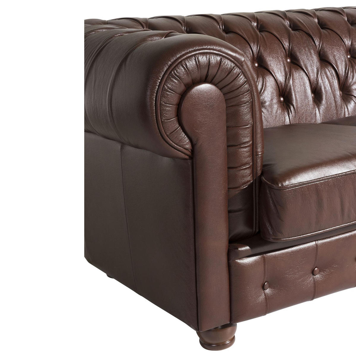 SOFA 3-Sitzer Kalea Bezug Wischleder Buche nussbaum dunkel / braun - Braun, Leder (200/76/98cm) - 58aufmkessel