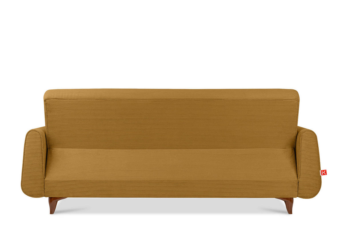 3-SITZER-SCHLAFSOFA GUSTAVO II mit Armlehnen, Gelb - Gelb, Holz/Holzwerkstoff (230/98/98cm) - KONSIMO®