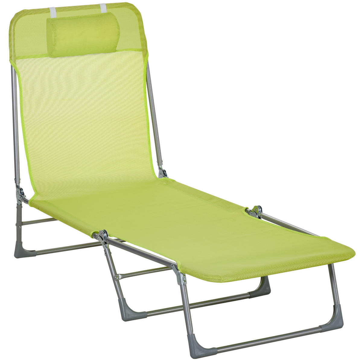 SONNENLIEGE DE-15627 5-fach verstellbar, klappbar Grün - Grün, Metall (56/28/182cm) - ComfortXL