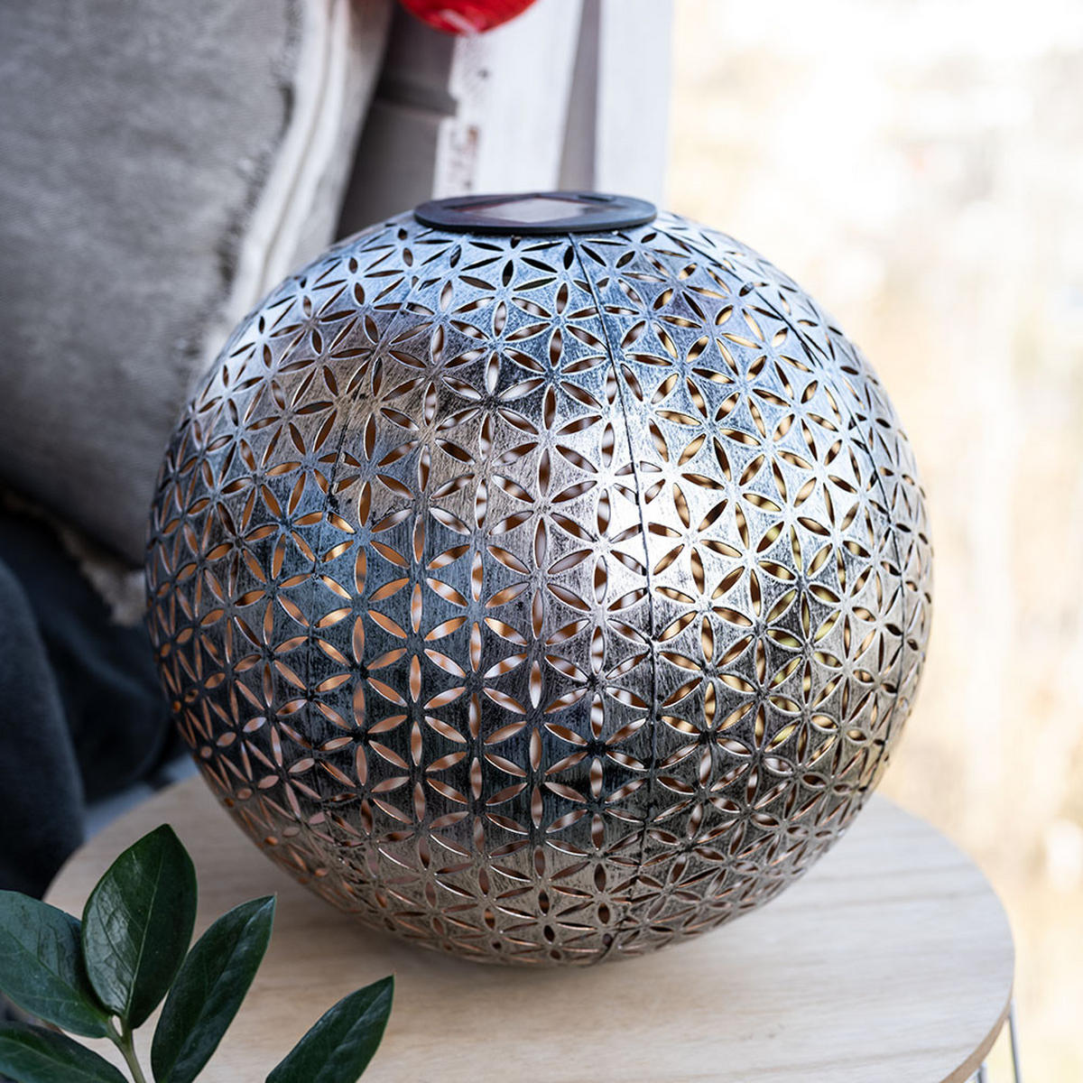 LED AUSSENLEUCHTE Kugel Silber-Grau Gold - Silberfarben, Metall (27/27/38cm) - Globo Lighting