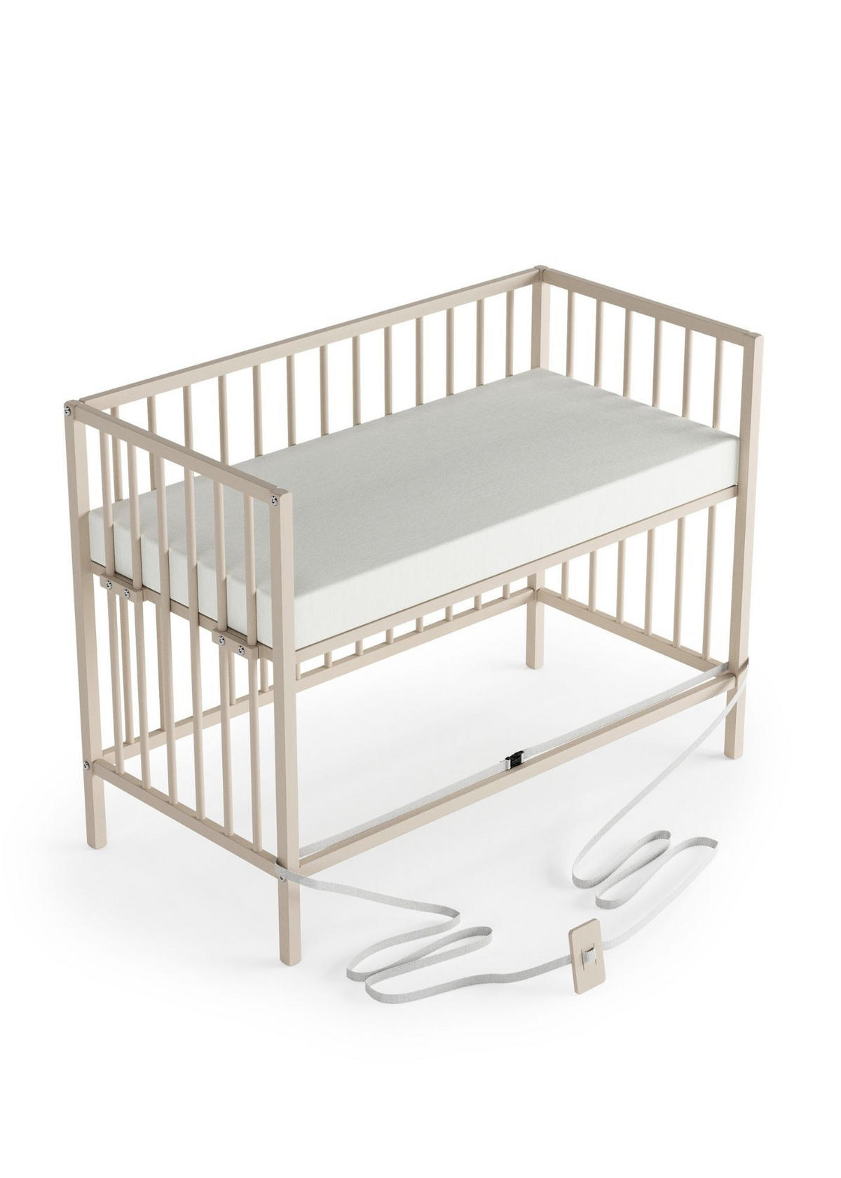 BEISTELLBETT mit Matratze SleepPlus & Umbauseite - sahara dust - Dreamy 4 in 1 Bett - Sandfarben, Holz (120/90/60cm) - Sämann – make a difference.