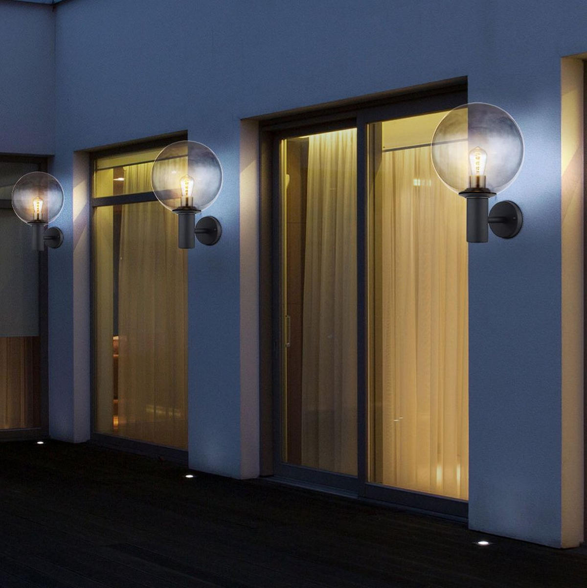 LED AUSSEN-WANDLEUCHTE Glas Anthrazit Metall - Anthrazit, Glas (25/37/26.5cm) - Globo Lighting