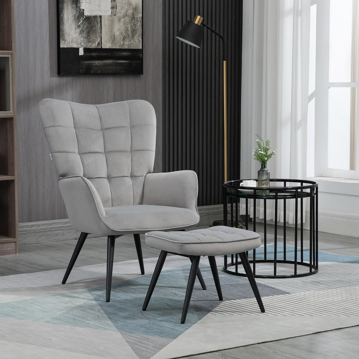 OHRENSESSEL, Relaxsessel, Hellgrau - Hellgrau, Metall (77.5/98/73cm) - HOMCOM