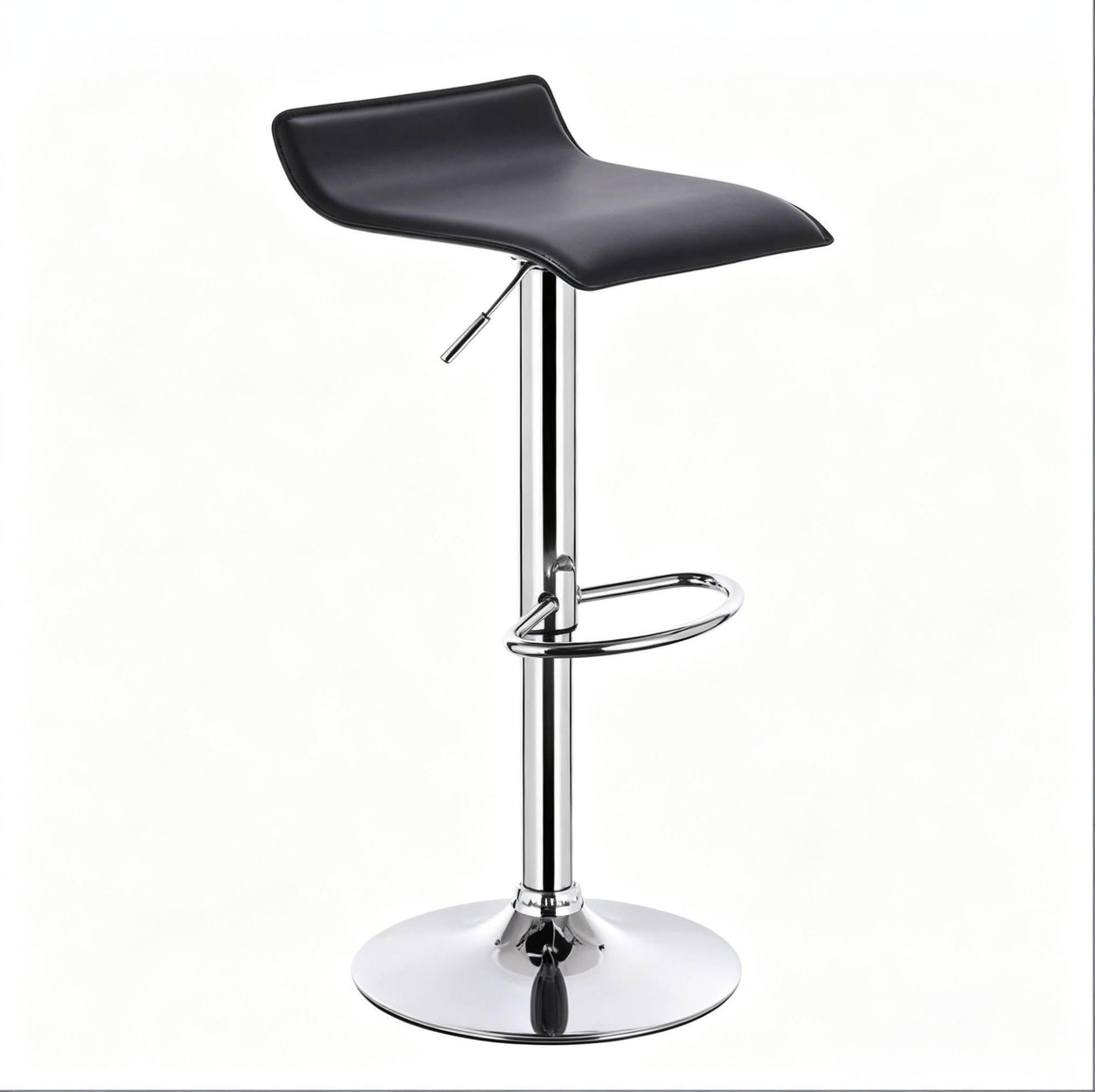BARHOCKER höhenverstellbar drehbar 62-84 cm Kunstleder Schwarz - Schwarz, Metall (39/84/38.5cm) - Meubliv