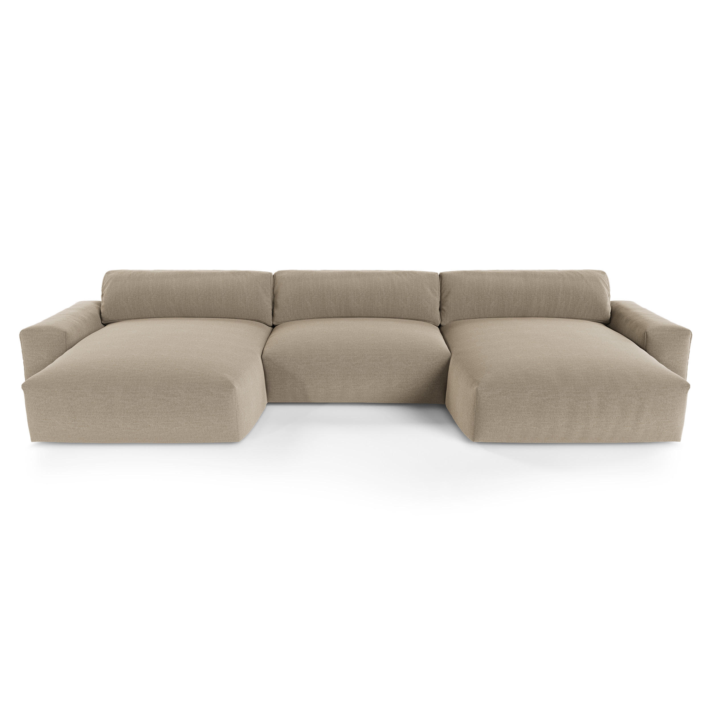 WOHNLANDSCHAFT Rastergewebe Taupe 420cm - Taupe, Textil (420/75/174cm) - Sia Home