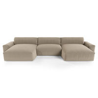 WOHNLANDSCHAFT Rastergewebe Taupe 420cm - Taupe, Textil (420/75/174cm) - Sia Home