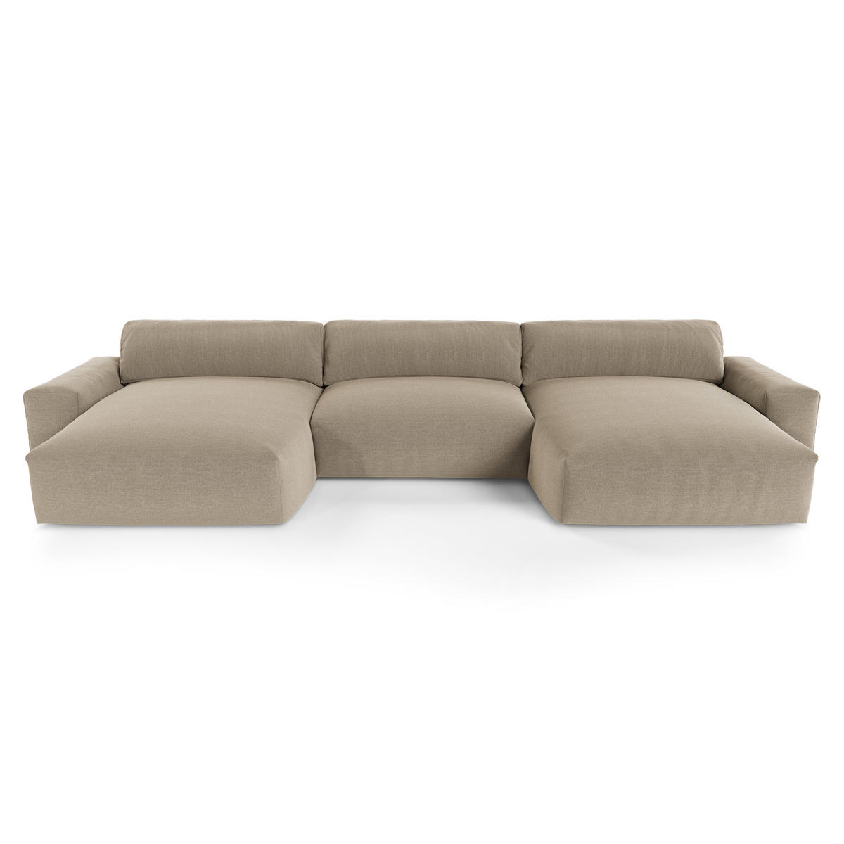 WOHNLANDSCHAFT Rastergewebe Taupe 420cm - Taupe, Textil (420/75/174cm) - Sia Home