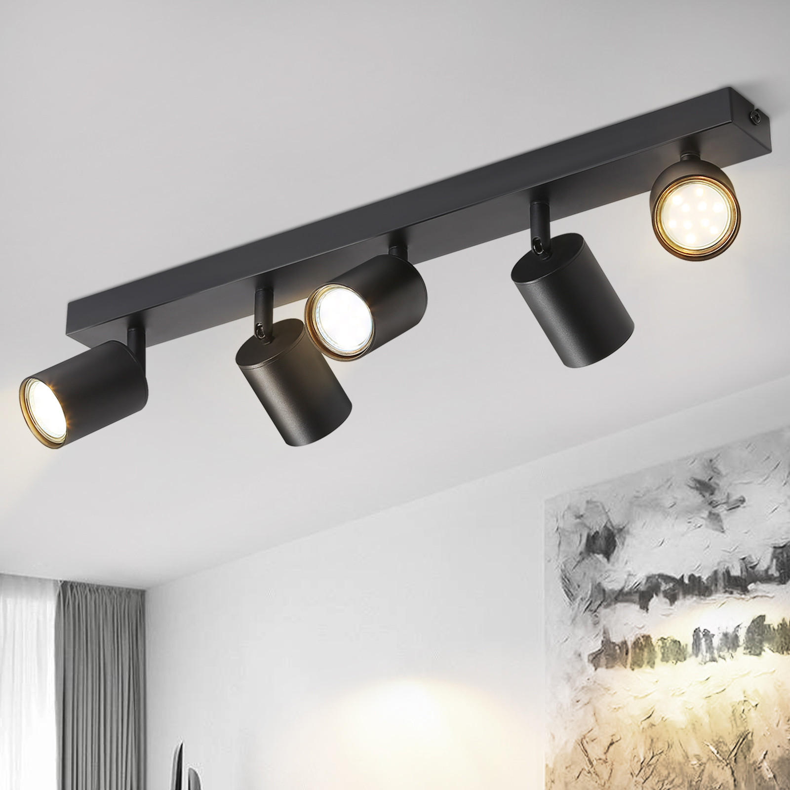 STRAHLER Roger 5-flammig 55/3/14 cm - Schwarz, Metall (55/3/14cm) - Nettlife